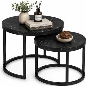 Komplet dwóch eleganckich stolików czarny marmur C1-L64