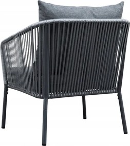Zestaw mebli ogrodowych antracyt aluminiowa sofa 2 fotele stolik sznurowany