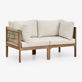 Sofa Modułowy Ogrodowy 2-częściowy Z Podłokietnikami Z Drewna Akacjowego Branson Gardenia Biel & Akacja Brąz - Sklum