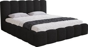 Łóżko dwuosobowe 160x200 Florent - łóżko z pojemnikiem i stelażem metalowym - boucle, czarny (Lambi 13)