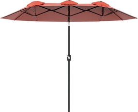 Outsunny Parasol przeciwsłoneczny, parasol ogrodowy, nachylany, z korbą ręczną, otwory wentylacyjne, poliester + stal, czerwone wino, 295 x 152 cm | Aosom PL