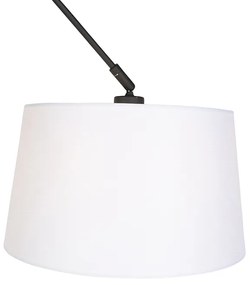 Lampa wisząca regulowana czarna klosz lniany biały 35cm - Blitz I Wiejski/ Rustykalny / Vintage Oswietlenie wewnetrzne