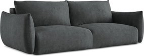 Kanapa 3-osobowa z funkcją spania - z tkaniny szenilowej - ciemny szary - LEILA