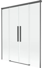 Mexen Rox parawan nawannowy 2-skrzydłowy rozsuwany 150 x 150 cm, transparent, gun gray szczotkowany - 8C9-150-002-66-00