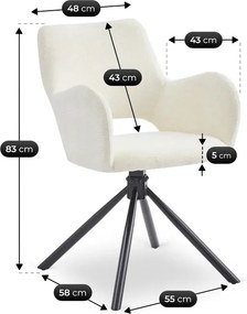 Zestaw Stół Rozkładany Ceramiczny REX 2 180-240 cm Biały Marmur/Orzech i 4 Krzesła FLAV Kremowe