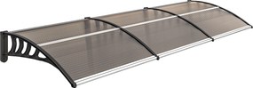 Outsunny Zadaszenie drzwiowe/okienne, odporne na warunki atmosferyczne, brązowe, aluminium/poliwęglan, 303x96x27cm, czarne