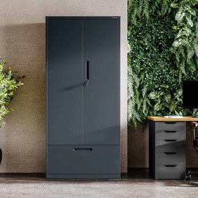 Szafa modułowa metalowa wielofunkcyjna z szufladą wysoką antracytowa MEGAN 1950 x 900 x 400 mm