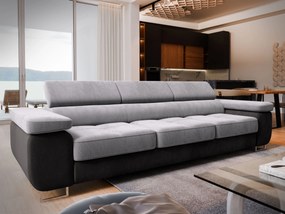 Masseno Sofa MOSINE z funkcją spania, Rozkładana sofa z regulowanymi zagłówkami - Jasnoszary, MONOLITH 84 + MONOLITH 95