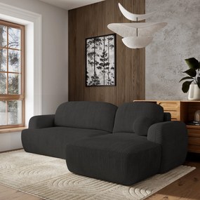 Masseno Narożnik MODENZA z funkcją spania i pojemnikiem na pościel Narozniki L, Rozkładana sofa - Czarny, POSO 135