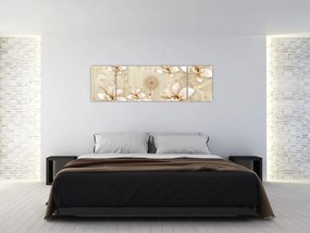 Obraz - Kompozycja złotych kwiatów (170x50 cm)