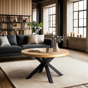 Stolik Kawowy LINCOLN 80 cm Dąb Złoty/Czarny Loft