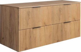 Szafka pod umywalkę, Dąb Craft + czarny uchwyt, 120 ( 2 x 60) x 57 x 46 cm + Blat