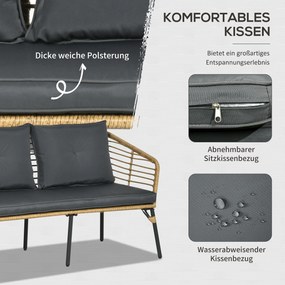 Outsunny Rattan Zestaw Mebli Ogrodowych 4-częściowy Boho Odporny na Warunki Atmosferyczne Naturalny Ciemnoszary | Aosom PL