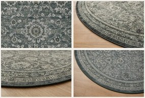 Dywan vintage INKA Oriental z Efektem Postarzenia Zielony koło 120 cm x 120 cm