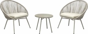 Beżowy zestaw do ogrodu 2 krzesła i stolik kawowy F0-L52
