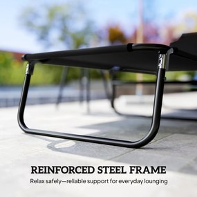 Outsunny Leżanka słoneczna 5stopniowo regulowane oparcie szybko schnąca rama metalowa 190x56x28cm czarny | Aosom PL