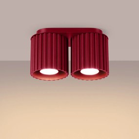 Plafon dwupunktowy AURA 2 burgund GU10 ryflowany  SOLLUX  LIGHTING