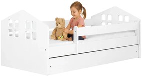 Białe łóżko dziecięce z barierką 80x160 S0-E04