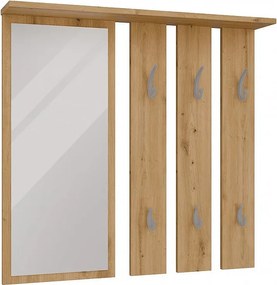 Wieszak Opal | Dąb Artisan |  85x15x82 | Lustro z Półką i Wieszakami