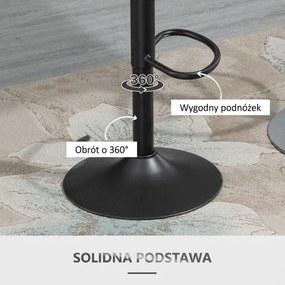 HOMCOM Zestaw 2 hokerów barowych obrotowych skóra ekologiczna regulacja wysokości podnóżek metalowa rama szary | Aosom PL