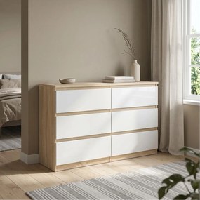 Komoda NUDO 138,5 cm do Salonu Sypialni 6 Szuflad Dąb sonoma