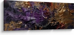 Obraz - Teksturowana abstrakcja (z zegarem) (90x30 cm)