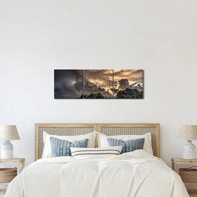 Obraz chmur i lasu (z zegarem) (90x30 cm)