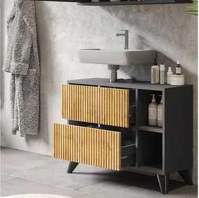 Szafka pod umywalkę antracyt/dąb górski 80x30x62 leano