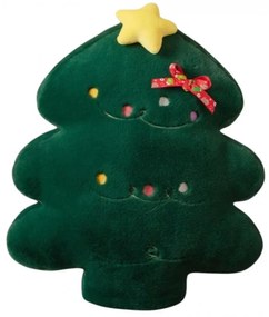 Aksamitna poduszka dekoracyjna w kształcie choinki MERRYLY, zielona