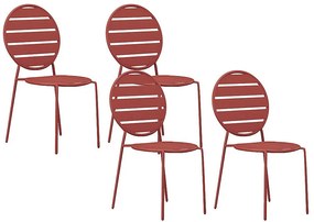 Zestaw 4 krzeseł ogrodowych sztaplowanych z metalu - Terakota - MONTEFARO marki MYLIA