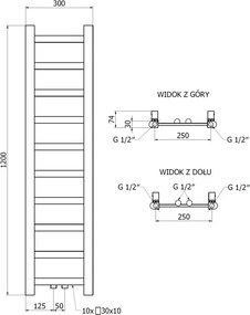 Mexen Bolt grzejnik łazienkowy 1200 x 300 mm, 240 W, biały - W126-1200-300-00-20