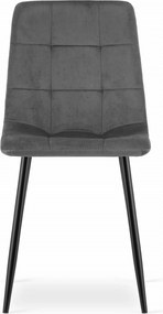 PROMOCJA Ciemnoszare aksamitne krzesło KARA z czarnymi nogami II. jakość