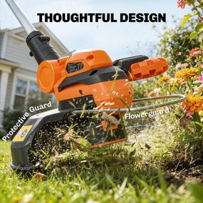 Outsunny Akumulatorowa podkaszarka 21 V z 2 x 4,0 Ah akumulatorami i ładowarką, szerokość cięcia 25 cm, regulowany teleskopowy uchwyt | Aosom PL