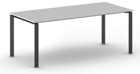 Stół konferencyjny do biura PRIMO INFINITY, 200x90 cm, czarna podstawa, szary