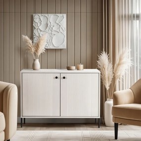 Komoda do Salonu SOFT 104 cm Kaszmir Ryflowana Dwudrzwiowa Nowoczesna