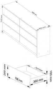 Młodzieżowa komoda z szufladami dąb artisan + grafit - Olin 3X