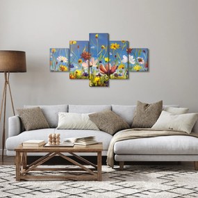 Malowany obraz kwitnącej łąki (125x70 cm)