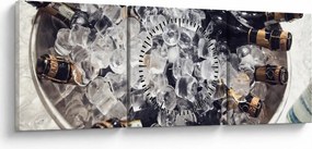 Obraz - szampan w lodzie (z zegarem) (90x30 cm)