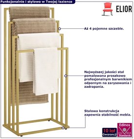 Złoty stojak na ręczniki do łazienki glamour - Kordo