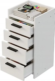 Komoda biała kontenerek pod biurko biurowy regał szafka 4 szuflady wysoka