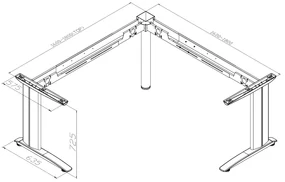 Biurko PRIMO FLEXIBLE 1600 x 1600 mm, szary