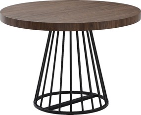 Stół jadalniany rozkładany dla 2-12 osób z MDF i stali - Ciemny naturalny i czarny - FIRELA