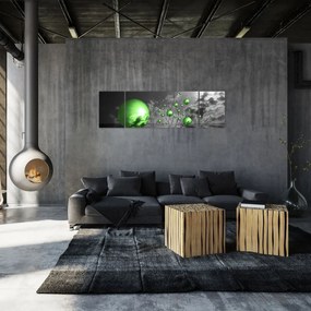 Obraz zielonych abstrakcyjnych kul (170x50 cm)
