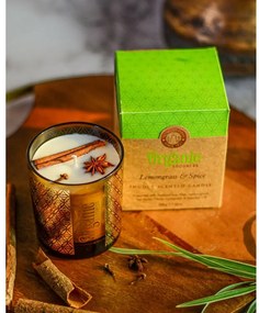 Organiczna świeca kadzidlana Lemongrass &amp;Spice 200 g w szklanym słoiku ze złotą folią