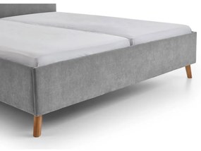 Szare tapicerowane łóżko dwuosobowe ze stelażem 160x200 cm Piano – Meise Möbel