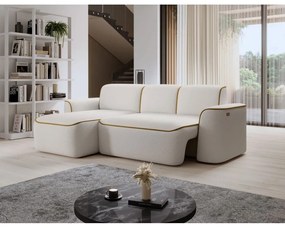 Żółty/kremowy narożnik z materiału bouclé (lewostronny/z szezlongiem) Ume – ELTAP
