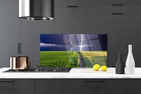 Szkło do Kuchni na Ścianę Potęga Burzy nad Polami