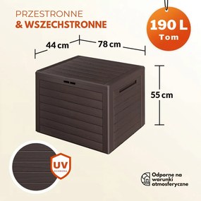 Pojemnik do przechowywania WOODEBOX, 190L, 78x44x55cm, ciemny brąz Prosperplast