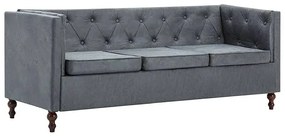 3-osobowa Sofa James 3Q w stylu Chesterfield - szara