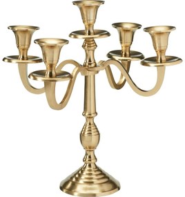 Świecznik metalowy 5-ramienny 29x29x30 cm, kolor złoty, dekor 2